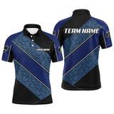 Maxcorners Black and Blue Camo Custom Bowling Polo, Quarter Zip Shirt For Men Personalized Bowling Team Jerseys