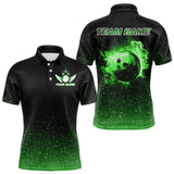 Maxcorners Black And Green Glitter Lucky Custom Bowling Team Shirt For Men, St Patrick Day Uniform Bowler Outfits