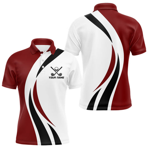 Maxcorners Red and White Men golf polo shirt Custom golf attire for men, gifts for golf lovers LM2206