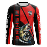 Maxcorners Black and red Largemouth Bass Fishing Custom UV protection Long sleeve fishing shirts For Men, Women MT2108