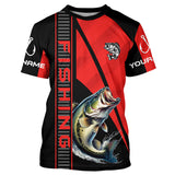 Maxcorners Black and red Largemouth Bass Fishing Custom UV protection Long sleeve fishing shirts For Men, Women MT2108