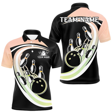 Maxcorners Pink and Green Gradient Bowling Shirts For Men Custom Bowling Team League Jersey, Gift For Bowler LM1903