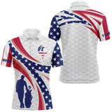 Maxcorner Customized Name American Flag White Golf 3D Polo Shirt