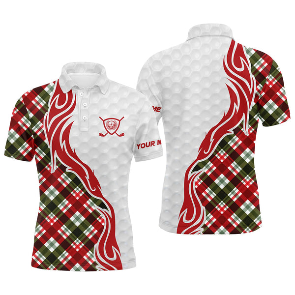 Maxcorners Golf Christmas Plaid Pattern Customized Name 3D Shirt