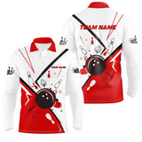 Maxcorners Red Bowling And Ping Cartoon Art Pattern Customized Name And Team Name 3D Shirt