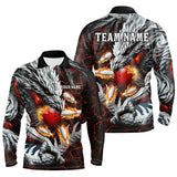 Maxcorners Bowling Ball And Pins Red Magma Texture Custom Dragon Customized Name, Team Anme 3D Polo Shirt