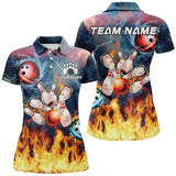 Maxcorners Water fire lightning thunder Bowling Polo, Quarter zip Shirt custom bowling team jerseys