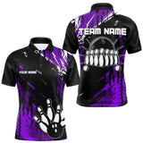 Maxcorners Black and Purple Mens bowling shirts Custom retro bowling ball and pins bowling team league jerseys LM1109