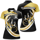 Maxcorners Black & Gold  Bowling Jersey Customized Name, Team Name 3D Shirt