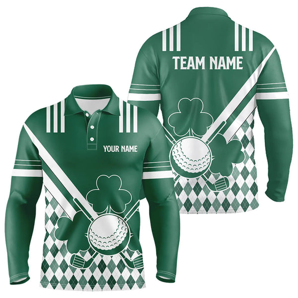 Maxcorners Green And White Argyle Shamrock St Patrick 'S Day Men And Women Golf Polo Shirts Custom Men Golf Clothing