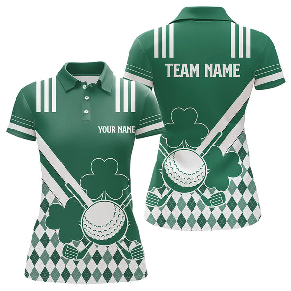 Maxcorners Green And White Argyle Shamrock St Patrick 'S Day Men And Women Golf Polo Shirts Custom Men Golf Clothing