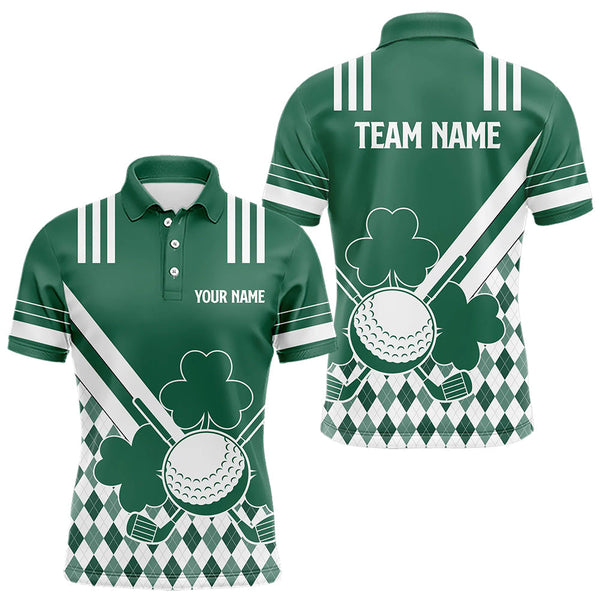 Maxcorners Green And White Argyle Shamrock St Patrick 'S Day Men And Women Golf Polo Shirts Custom Men Golf Clothing