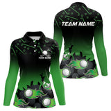 MaxcornersBlack and Green Flame golf ball pattern Men golf polo shirts Custom team golf attire for men