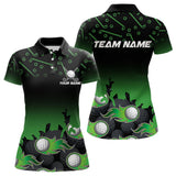 MaxcornersBlack and Green Flame golf ball pattern Men golf polo shirts Custom team golf attire for men