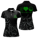 Maxcorners Black Camo Men golf polo shirts Customize peace love golf team golf attire for mens | Green