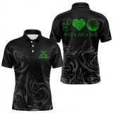 Maxcorners Black Camo Men golf polo shirts Customize peace love golf team golf attire for mens | Green