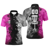 Maxcorners Custom name and number Disc Golf basket Men polo shirts, disc golf shirts for men | pink MT0510