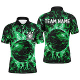 Maxcorners Green Bowling Ball Smoke Art Pattern Customized Name And Team Name 3D Shirt