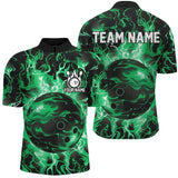 Maxcorners Green Bowling Ball Smoke Art Pattern Customized Name And Team Name 3D Shirt