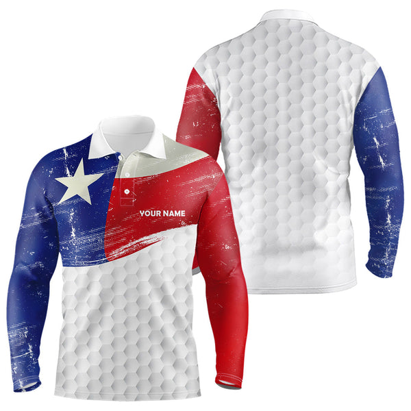 Maxcorners Mens golf polo shirts Texas flag patriotic custom name golf shirts for men, gift for the golfers