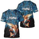 Maxcorners Redfish puppy drum Fishing blue camo Custom UV protection long sleeves fishing shirts LM0607