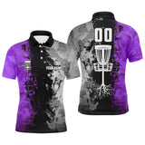 Maxcorners Custom name and number Disc Golf basket Men polo shirts, disc golf shirts for men | Purple MT0510