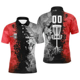 Maxcorners Custom name and number Disc Golf basket Men polo shirts, disc golf shirts for men | Red MT0510