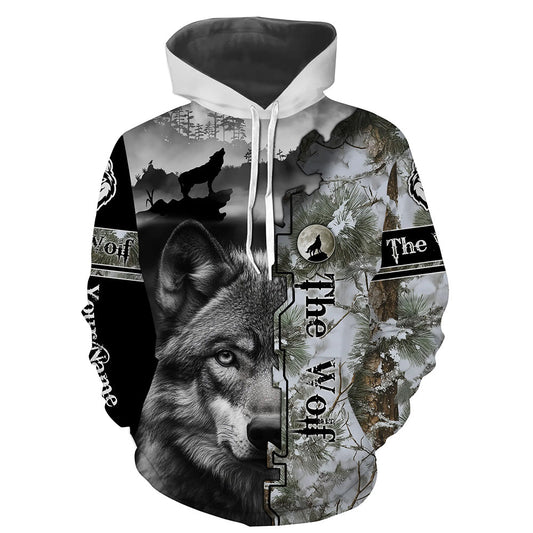 Maxcorners The Wolf Winter Camo Predators Hunting Customize Name 3D All Over Printed Shirts Personalized gifts LM2608
