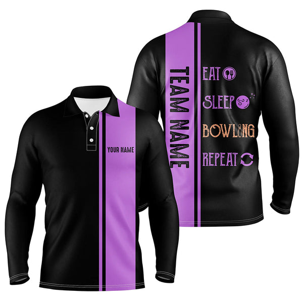 Maxcorners Retro Bowling Shirts Custom Eat Sleep Bowling Repeat Bowling Team League Jerseys | Purple