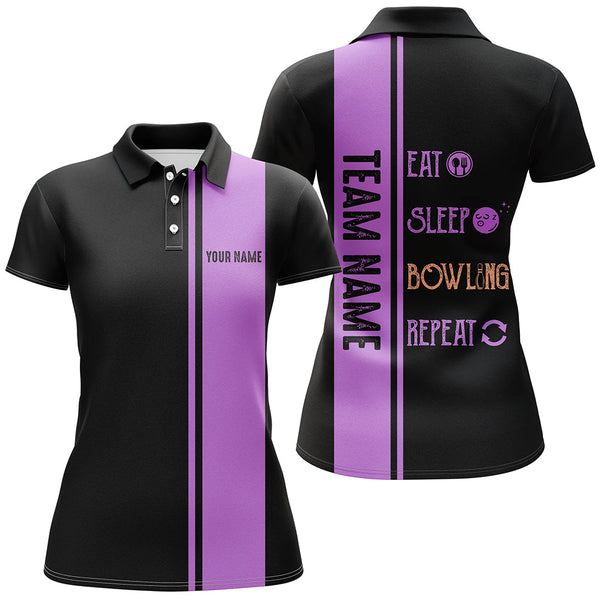 Maxcorners Retro Bowling Shirts Custom Eat Sleep Bowling Repeat Bowling Team League Jerseys | Purple