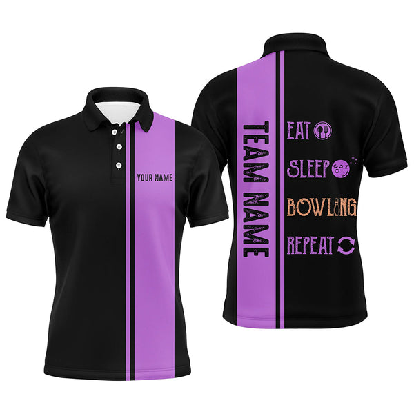 Maxcorners Retro Bowling Shirts Custom Eat Sleep Bowling Repeat Bowling Team League Jerseys | Purple