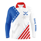 Maxcorners Red, white and blue matching team golf shirts custom American Flag patriotic his and her golf outfits