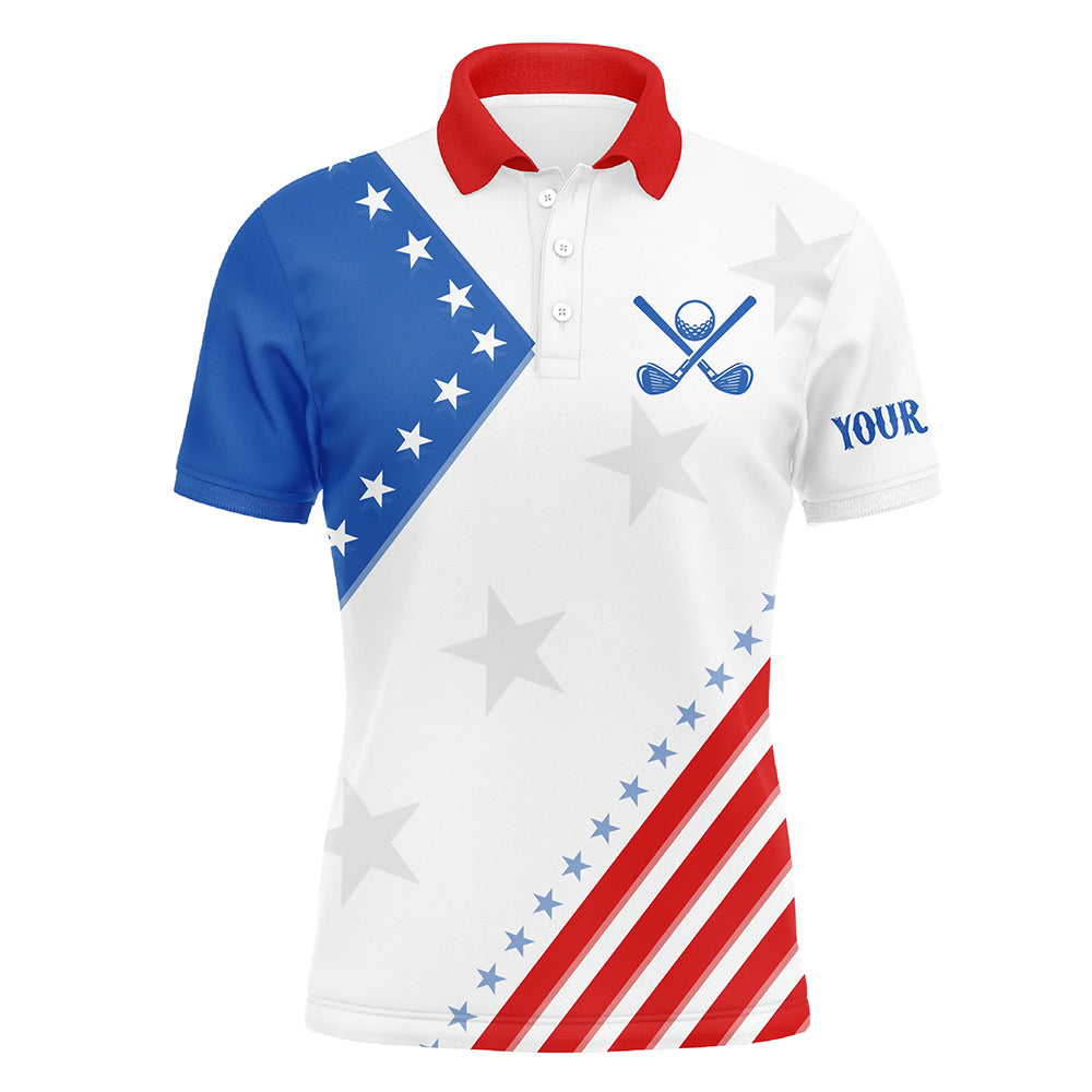 Maxcorners Red, white and blue matching team golf shirts custom American Flag patriotic his and her golf outfits