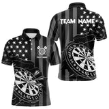 Maxcorners Personalized Black American flag Lightning thunder Custom Dart Team Shirts For Mens Darts Jersey