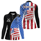 Maxcorners Personalized Black Camo Golf Polo Shirts For Men Custom American Flag patriotic golf shirts outfit