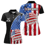 Maxcorners Personalized Black Camo Golf Polo Shirts For Men Custom American Flag patriotic golf shirts outfit