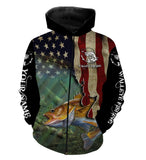 Maxcorners Walleye Fishing American Flag Patriotic Customize Name 3D Shirts