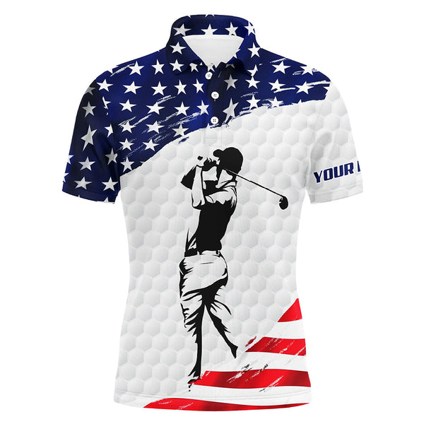 Maxcorner Customized Name American Flag Patriotic Golf 3D Polo Shirt