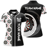 Maxcorners Black And White Dart Board Camo Custom Team Dart Polo, Quarter Zip Shirt For Men, Mens Dart Jersey