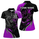 Maxcorners Black And Purple Flame Cobra Snake Bowling Shirts For Men Custom Name Bowling Team League Shirt