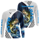 Maxcorners Blue and White Camo Largemouth Bass fishing Custom name sun protection Bass fishing team jerseys LM0607