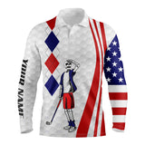 Maxcorner Customized Name American Flag Golf Skull Patriotic 3D Polo Shirt