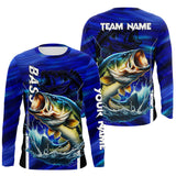 Maxcorners Largemouth Bass Fishing Custom long sleeve performance fishing shirts, team fishing shirt | Blue MT2108