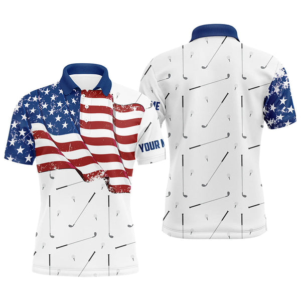 Maxcorners Funny Mens Golf Polo Shirt Custom American Flag Patriotic White Golf Camo Shirts Talk Birdie To Me