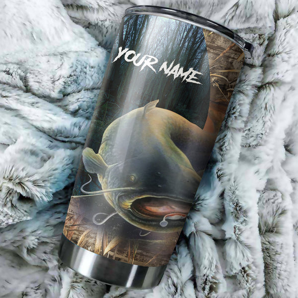 Maxcorners Catfish Fishing Tumbler Customize Name Camo Tumbler