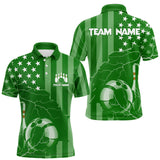 Maxcorners Personalized Green American flag Lightning thunder Custom Bowling Team Shirts For Mens Bowling Jersey LM1708