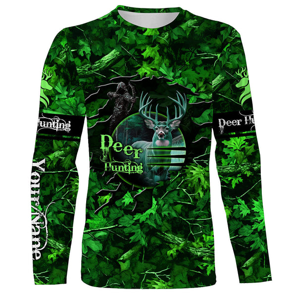 Maxcorners Country Girl Deer Hunting Green Camo Custom Name Shirt 3D All Over Printed Clothes