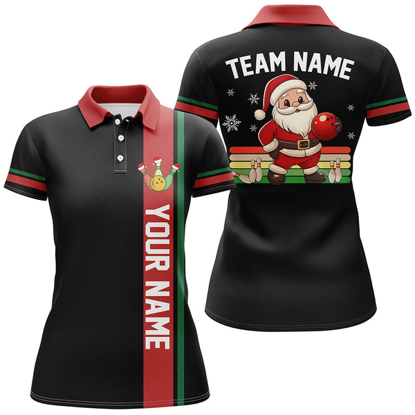 Maxcorners Retro Christmas Santa Bowling Jersey Customized Name, Team Name 3D Shirt Unisex