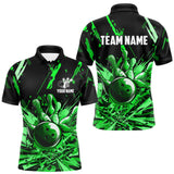 Maxcorners Green bowling jerseys Bowling Polo, 1/4 Zip Shirt for Men Custom Bowling Team shirts for bowlers MT1511