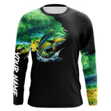 Maxcorners Mahi mahi fishing green scales Custom UV protection performance long sleeve tournament fishing jerseys MT2108